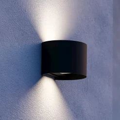 Calpino 3 -LED-ulkoseinälamppu, musta, leveys 14 cm, 2-lamppuinen