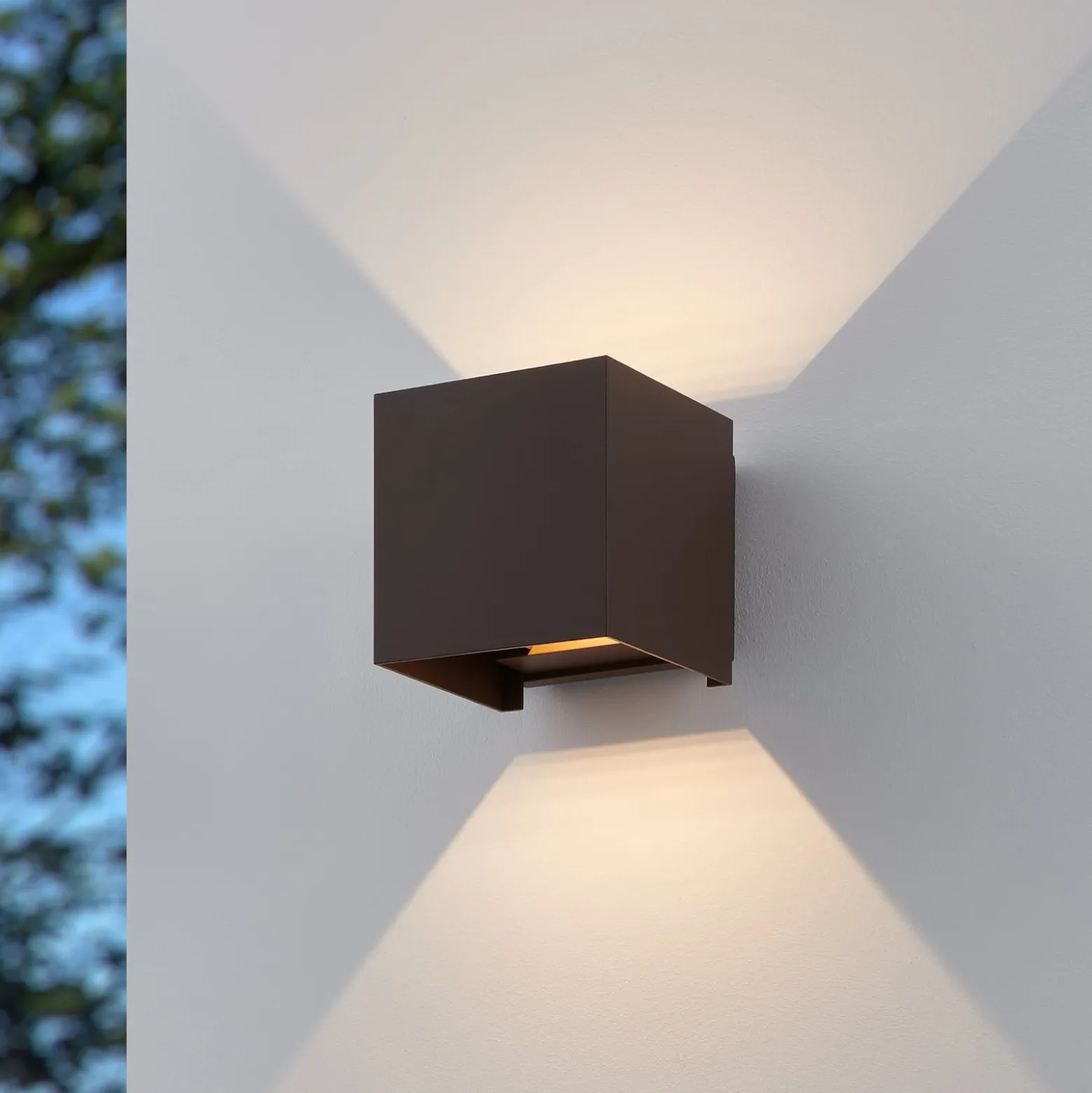 Calpino 3 -LED-ulkoseinälamppu, ruosteenvärinen, leveys 10 cm, 2-lamppuinen