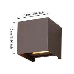 Calpino 3 -LED-ulkoseinälamppu, ruosteenvärinen, leveys 10 cm, 2-lamppuinen