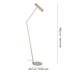 Caminia LED-lattiavalaisin, korkeus 158,5 cm, hiekanvärinen, teräs