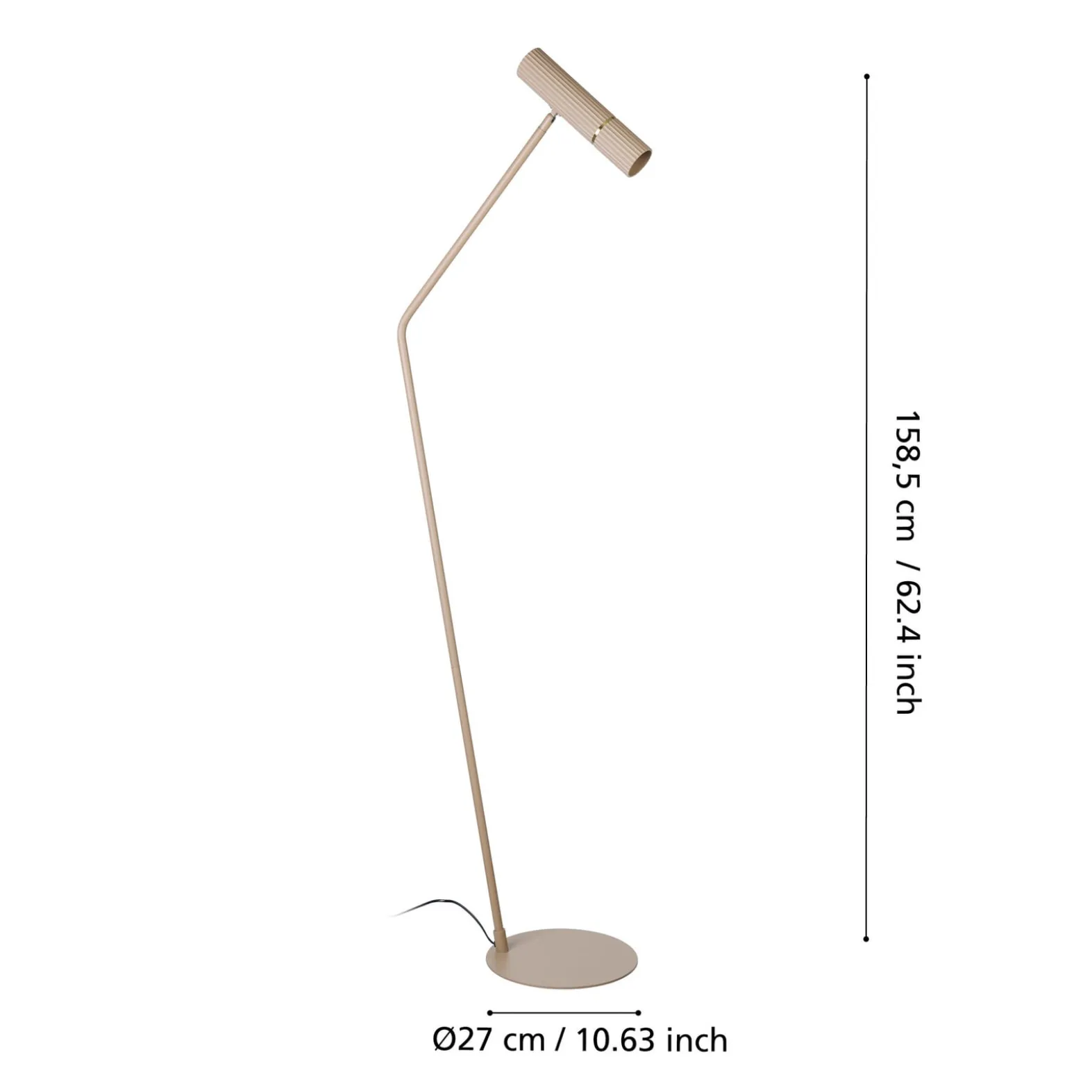Caminia LED-lattiavalaisin, korkeus 158,5 cm, hiekanvärinen, teräs