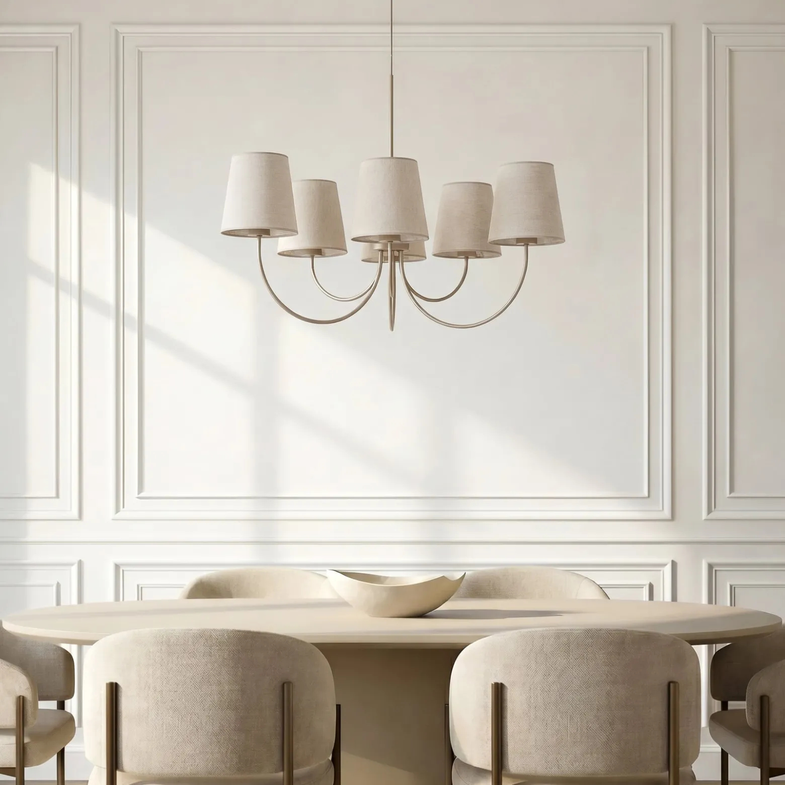 Candi-kattokruunu, beige/hiekka, 6-lamppuinen, Ø 85 cm, E27