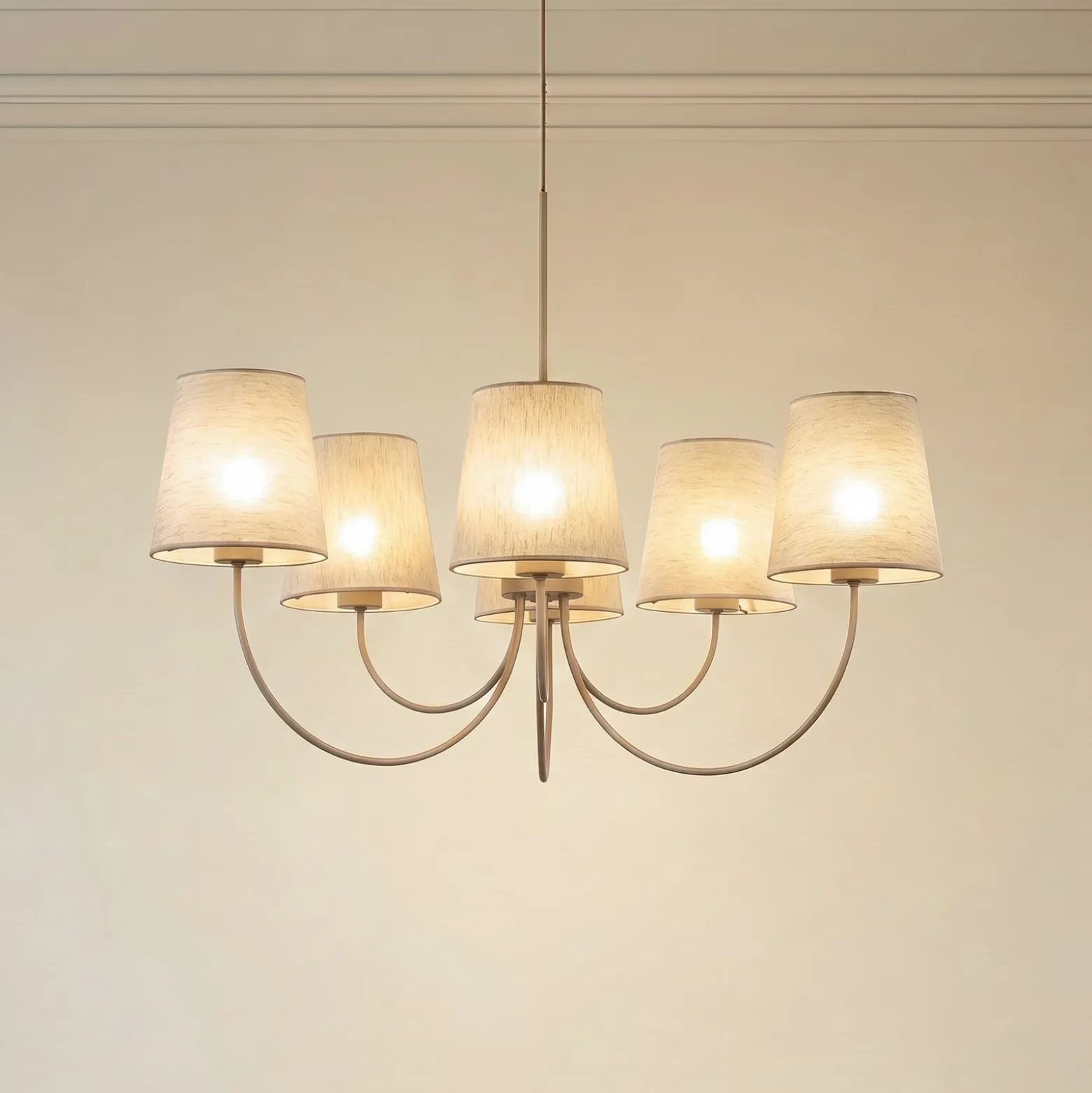 Candi-kattokruunu, beige/hiekka, 6-lamppuinen, Ø 85 cm, E27