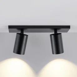 CAN TILT kattospotti, musta, 31 x 9 cm, 2-lamppuinen, metalli GU10