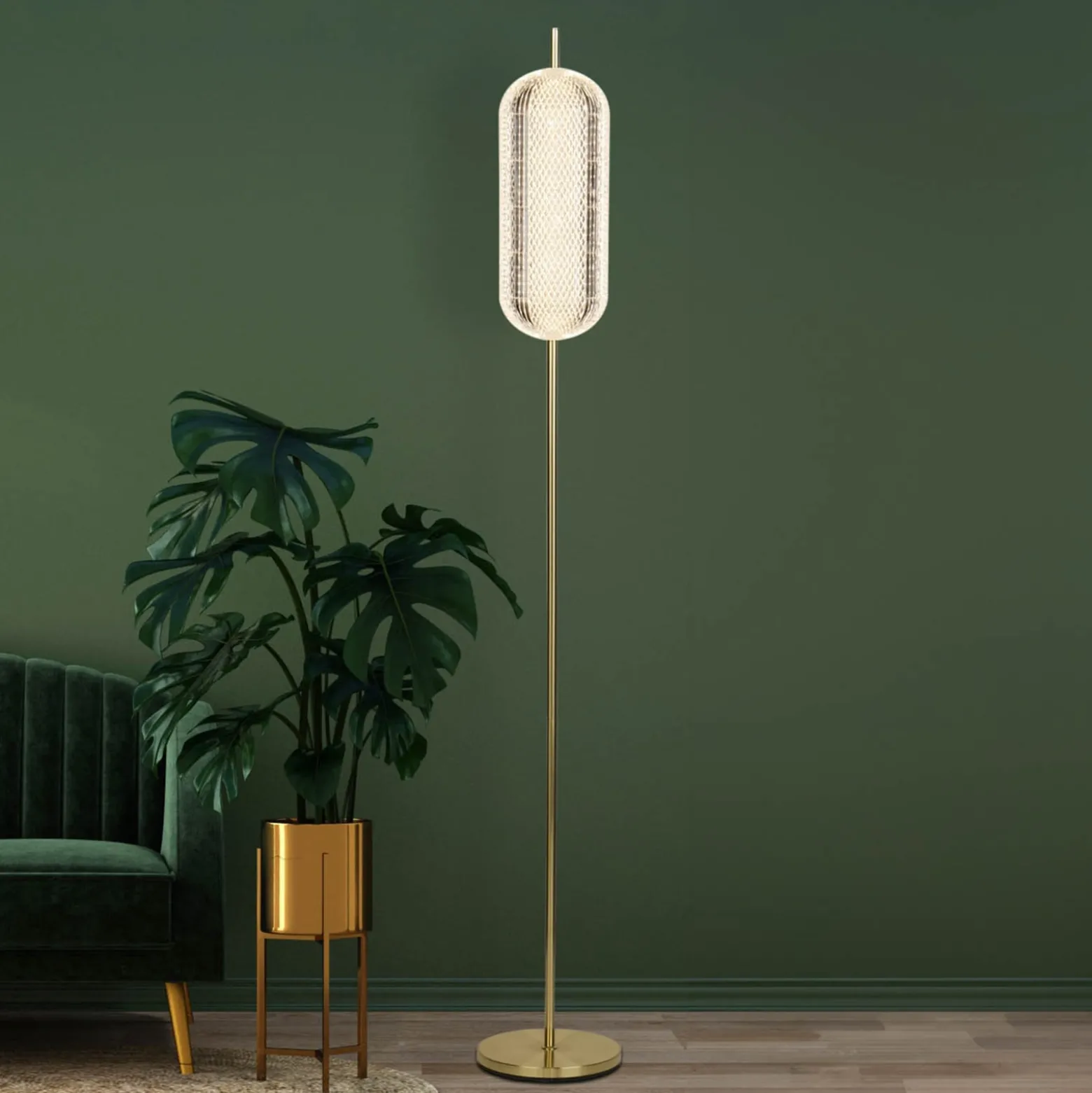 Capsule LED-lattiavalaisin, messingin värinen, rauta, akryyli