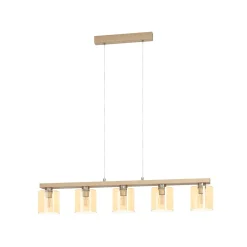Castralvo riippuvalaisin, pituus 115 cm, puu/kamari, 5-valo, lasi
