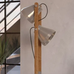 Cawton lattiavalaisin, korkeus 134,5 cm, teräs/ruskea, 2-valoinen teräs