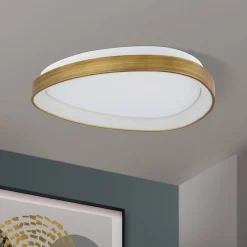 Charlie LED-kattovalaisin, Ø 45 cm, opaalinvalkoinen, antiikkimessingin