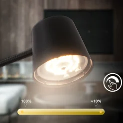 Cielo LED ladattava lattiavalaisin, musta, kosketushimmennin, USB-kaapeli