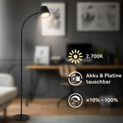 Cielo LED ladattava lattiavalaisin, musta, kosketushimmennin, USB-kaapeli