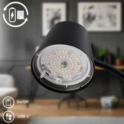 Cielo LED ladattava lattiavalaisin, musta, kosketushimmennin, USB-kaapeli
