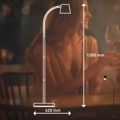 Cielo LED ladattava lattiavalaisin, musta, kosketushimmennin, USB-kaapeli