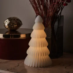 Claire LED koristevalo, valkoinen vahapuu 19cm