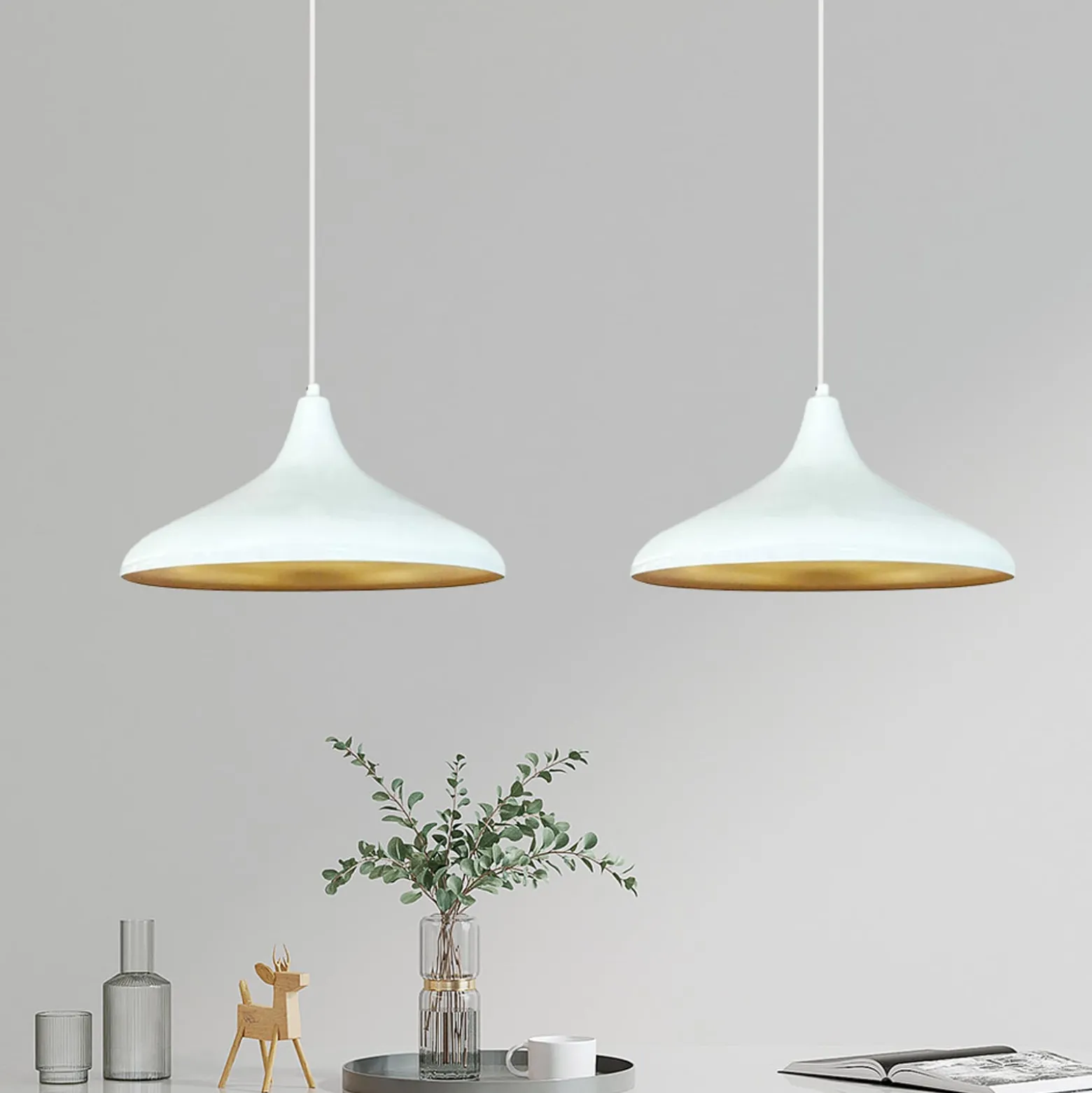 Claus riippuvalaisin, valkoinen, pituus 85 cm, 2-valo, metallia