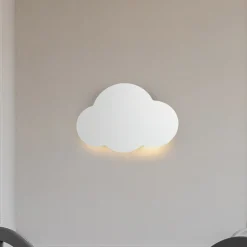 Cloud seinävalaisin, valkoinen, teräs, epäsuora valo, 38 x 27 cm