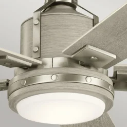 Colerne 52 LED kattotuuletin, nikkeli/valkoinen pähkinäpuu