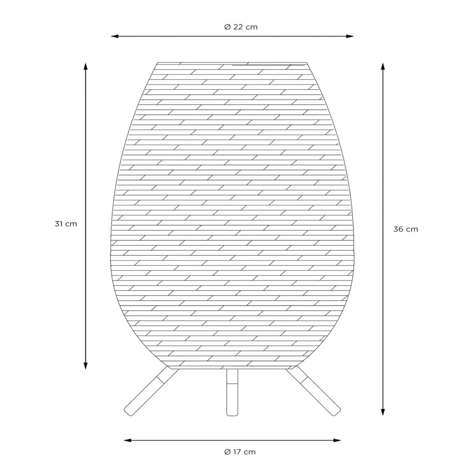 Colin LED-ulkopöytävalaisin, ladattava akku, 36 cm, luonnonvalo