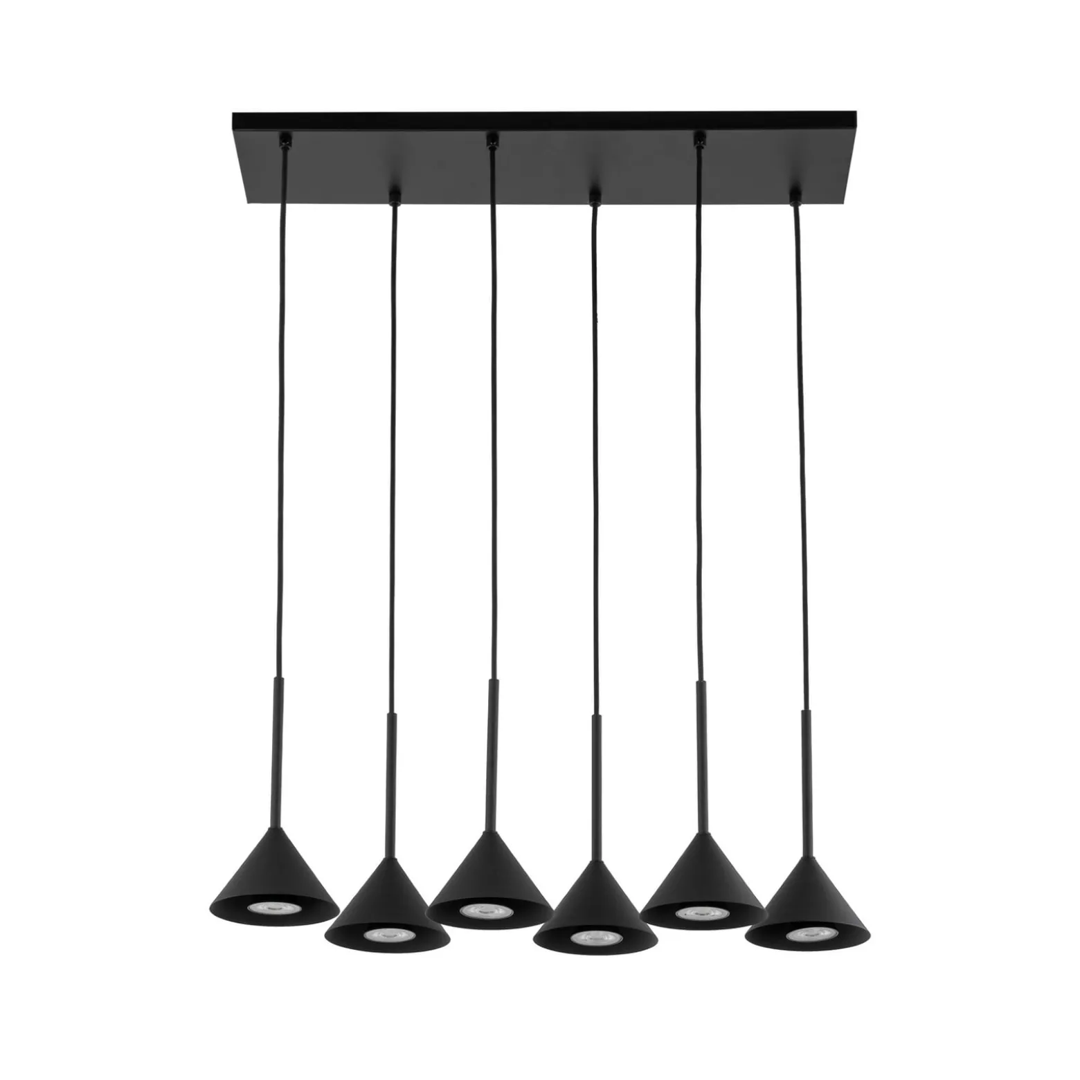 Cono Mini -riippuvalaisin, 6-lamppuinen, musta GU10