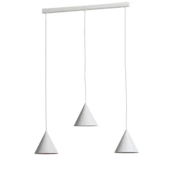 Cono-riippuvalaisin, kolmivaloinen, lineaarinen, pituus 75 cm, valkoinen