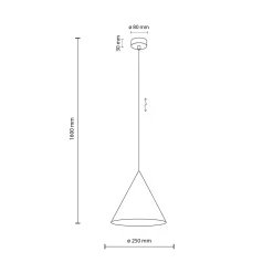 Cono-riippuvalaisin, 1-lamppuinen, halkaisija 27 cm, keltainen, E27