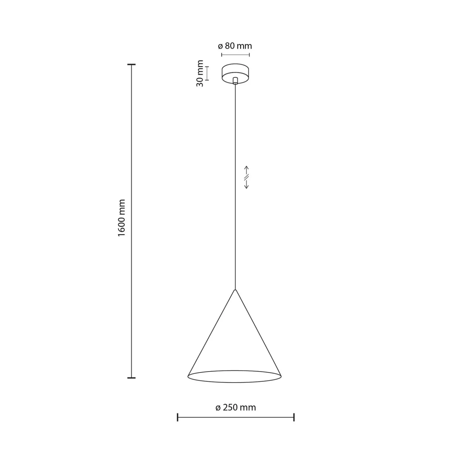 Cono-riippuvalaisin, 1-lamppuinen, halkaisija 27 cm, keltainen, E27