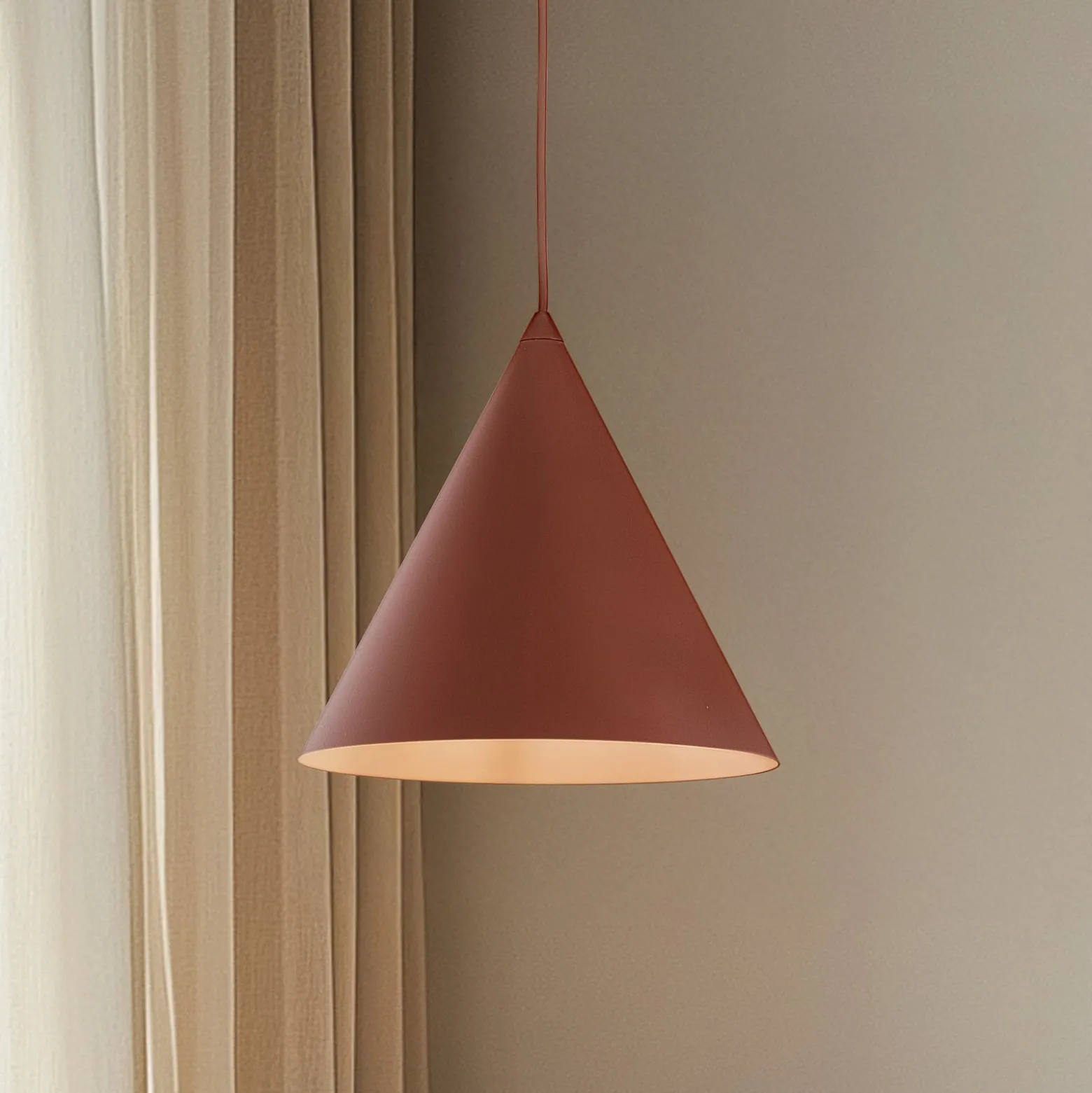 Cono-riippuvalaisin, 1-lamppuinen, halkaisija 27 cm, tiilenpunainen
