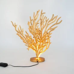 CORADORIA-LED-pöytävalaisin, kullanvärinen, korkeus 72 cm, metallia