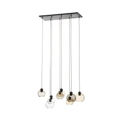 Cubus-riippuvalaisin, 68 cm, 8-lamppuinen, kirkas/hunaja/ruskea, lasi