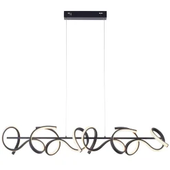 Curls LED-riippuvalaisin, musta, metallia, 99 cm pitkä, himmennettävä
