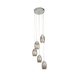 Cyclone LED-riippuvalaisin, 5-valo, savunvärinen, lasi