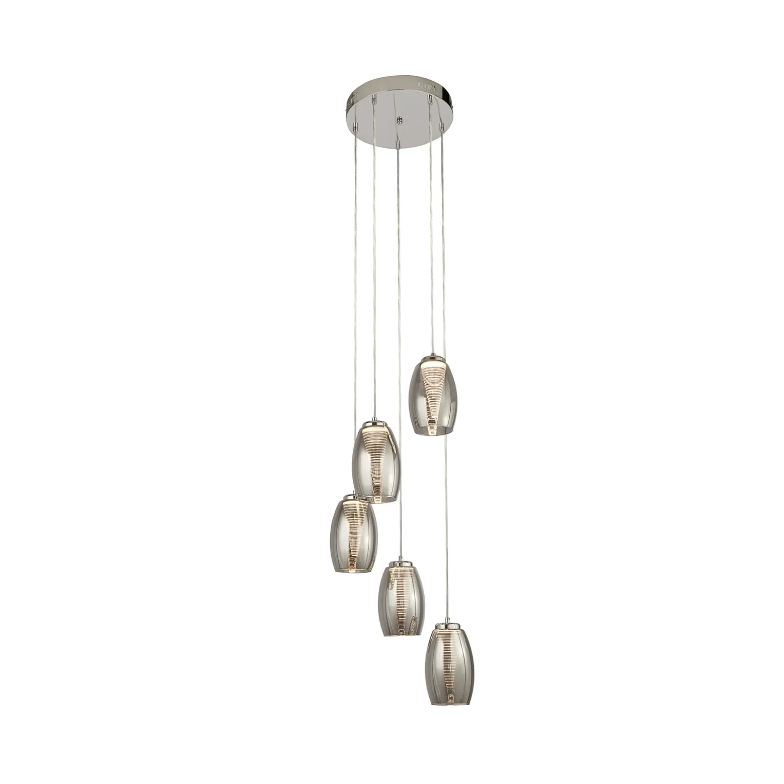 Cyclone LED-riippuvalaisin, 5-valo, savunvärinen, lasi