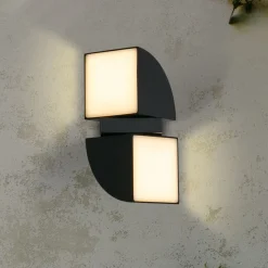Dakota LED-ulkoseinävalaisin, musta, korkeus 21 cm, 2-valoinen versio