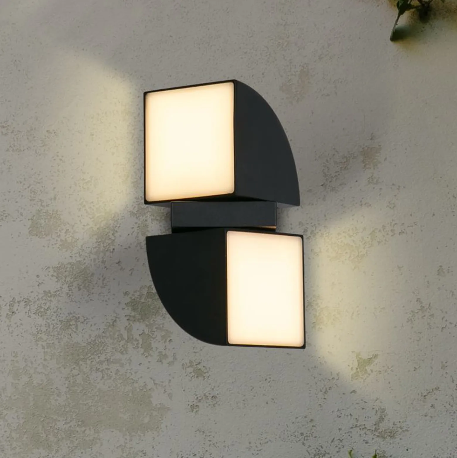 Dakota LED-ulkoseinävalaisin, musta, korkeus 21 cm, 2-valoinen versio