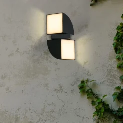 Dakota LED-ulkoseinävalaisin, musta, korkeus 21 cm, 2-valoinen versio