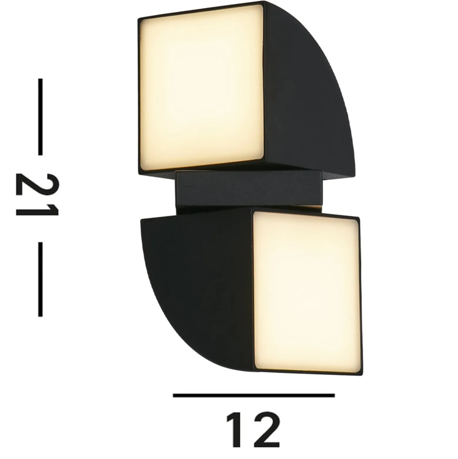 Dakota LED-ulkoseinävalaisin, musta, korkeus 21 cm, 2-valoinen versio