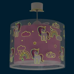 Dalberin lastenhuoneen riippuvalaisin UNICORNS, vaaleanpunainen