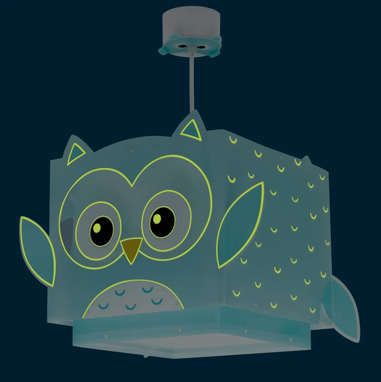 Dalberin lastenhuoneen riippuvalo LITTLE OWL, sininen, pöllökuvio