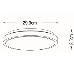 Dasher LED-kattovalaisin, valkoinen, Ø 29,3 cm, 2700 K, IP44