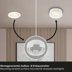 Desi uppoasennettava LED-valo, valkoinen, Ø9cm, on/off, 3000 K