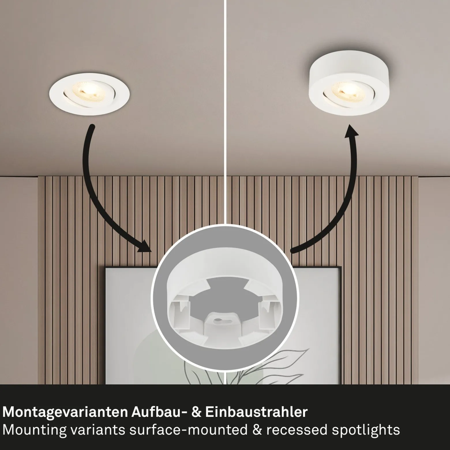 Desi uppoasennettava LED-valo, valkoinen, Ø9cm, on/off, 3000 K