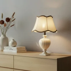 Desy pöytävalaisin, keraaminen, kermanvärinen, korkeus 60 cm, E27