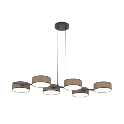 DRUMZ-riippuvalaisin, ruskea, pituus 100 cm, 6-lamppuinen, tekstiili, E14
