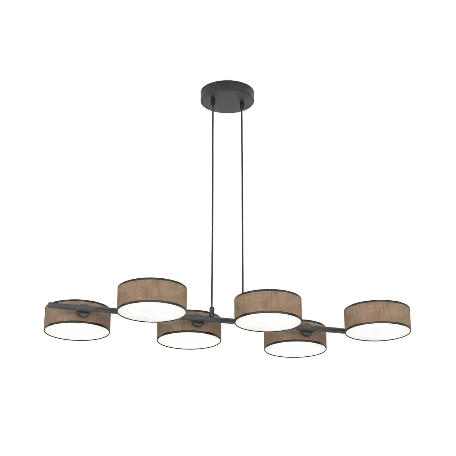 DRUMZ-riippuvalaisin, ruskea, pituus 100 cm, 6-lamppuinen, tekstiili, E14