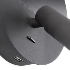 Duas-LED-seinävalo USB-latausliitännällä, musta