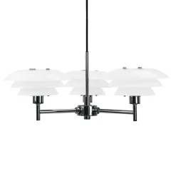 Dyberg Larsen kattokruunu DL20, opaali/kromi, Ø 50 cm, 3-valo.