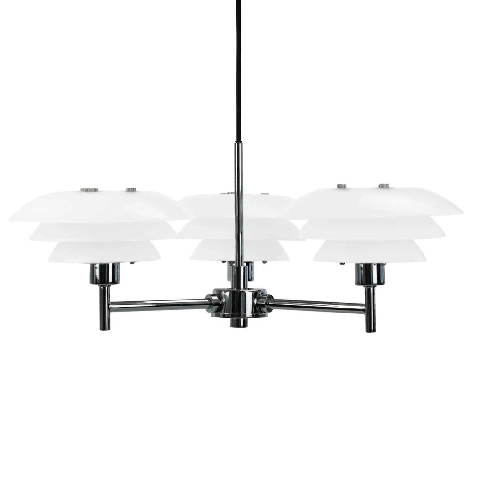 Dyberg Larsen kattokruunu DL20, opaali/kromi, Ø 50 cm, 3-valo.