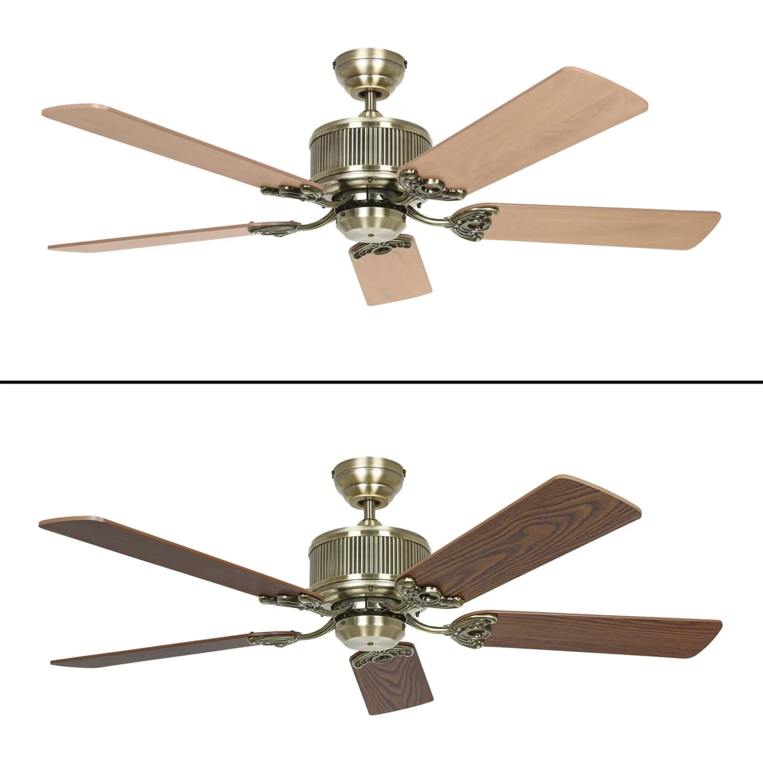 ECO ELEMENTS -kattotuuletin, tammi/messinki, halkaisija 132 cm, hiljainen
