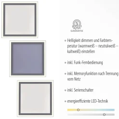 Edging-LED-kattovalaisin, tunable white, 31x31 cm