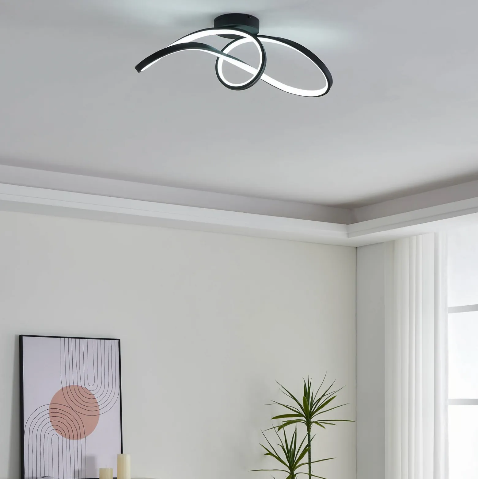 EGLO connect LED-kattovalaisin Calarossa-Z, musta, alumiini