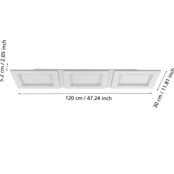 EGLO connect LED-kattovalaisin Padrogiano-Z 3-valo, 120 x 30 cm